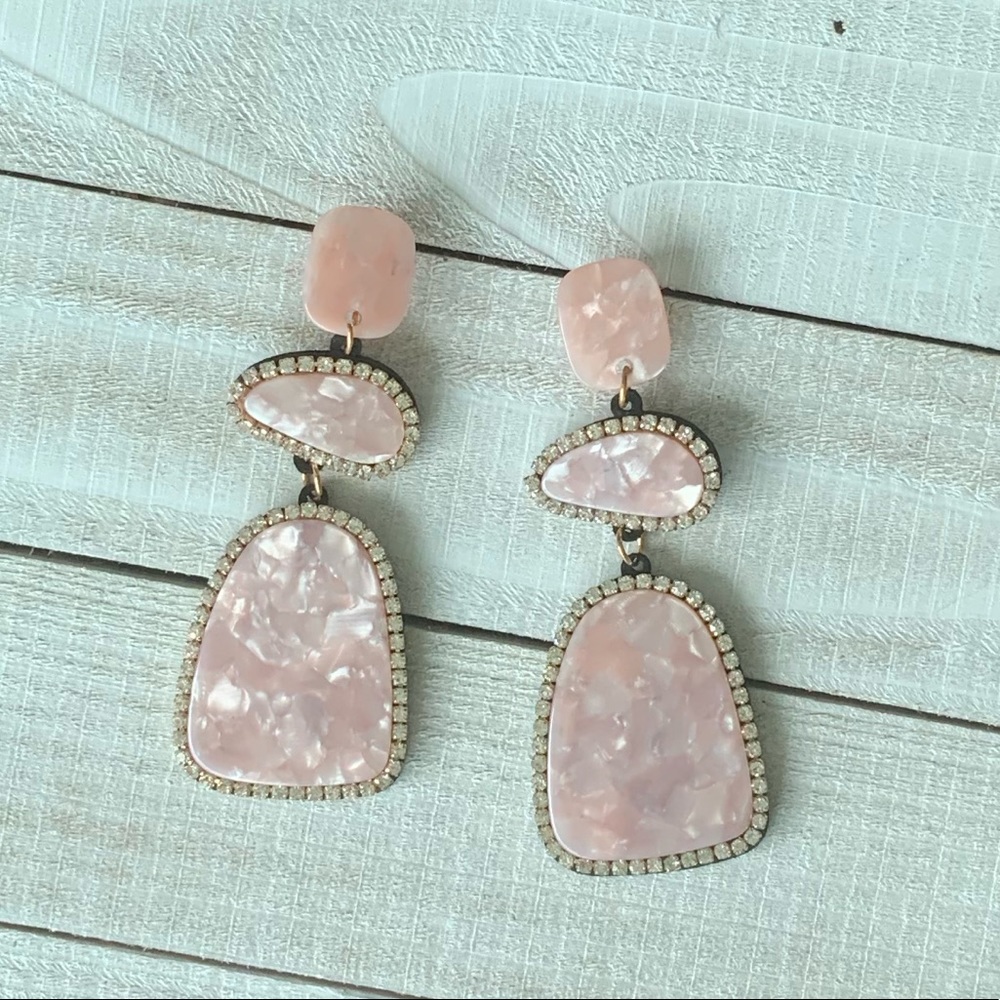 MARBLE DESIGN STONE DANGLE STUD EARRING (A18)